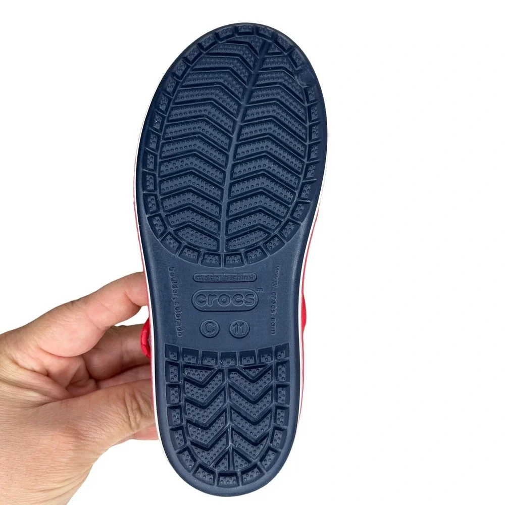 Crocs Little Boys Girls Sandals Size 11 Navy Blue Red Water Friendly Lightweight